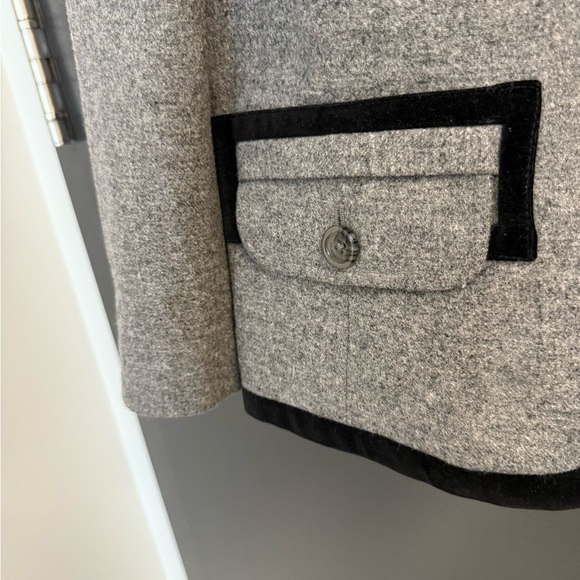 Juicy Couture L vintage military vibes Heather Gray Blazer with Black Trim EVC - Picture 5 of 13